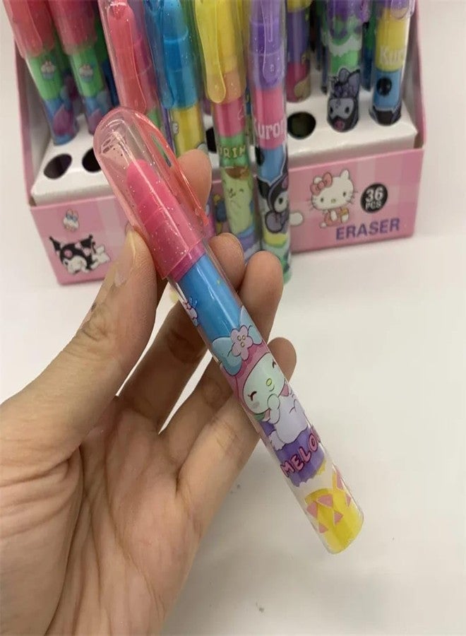 LA BELLEZA 4 Pcs Cartoon Stacking Erasers - Fun Pen Type Fancy Erasers for Kids, Non-Toxic, Perfect for Gifts & School Supplies - Image 2